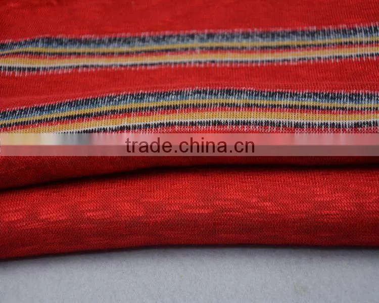 Jiufan Textile Soft Touch Multicolor Yarn Dyed Loose Stripe Fabric with Slub Knitted Dress Fabric Suppilers