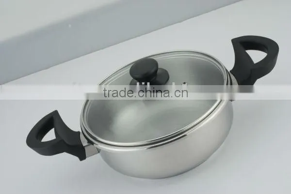 new model 18/8 stainless steel cookware, suitable to gas stove & induction cooker DSC 22cm 3L+7L