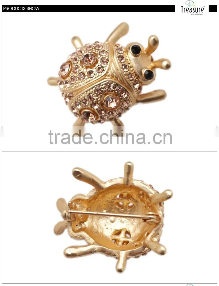 Best price jewelry ladybug golden alloy with rhniestone brooch jewelry