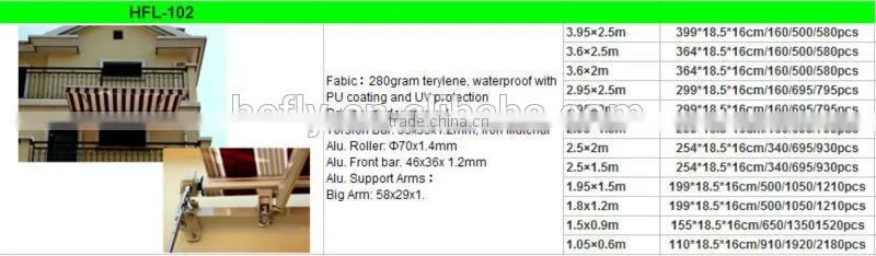 Economic outdoor non-cassette retractable awning