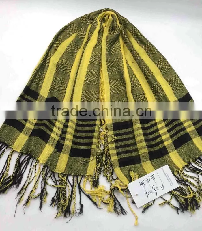 WLHH0619-14 100%Viscose yellow houndstooth plo scarf