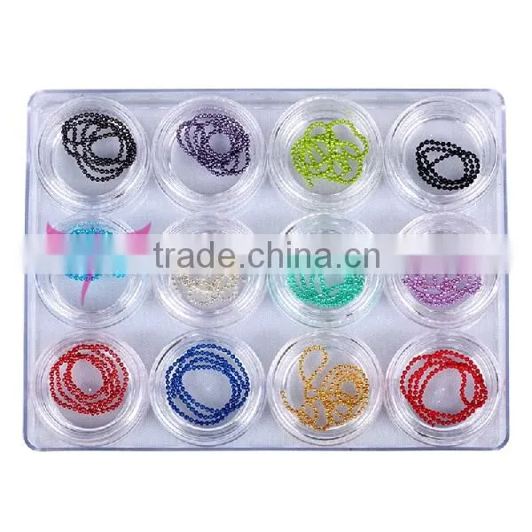 Easam 1.2mm 3D dia ball chain nail art decoration with different colors