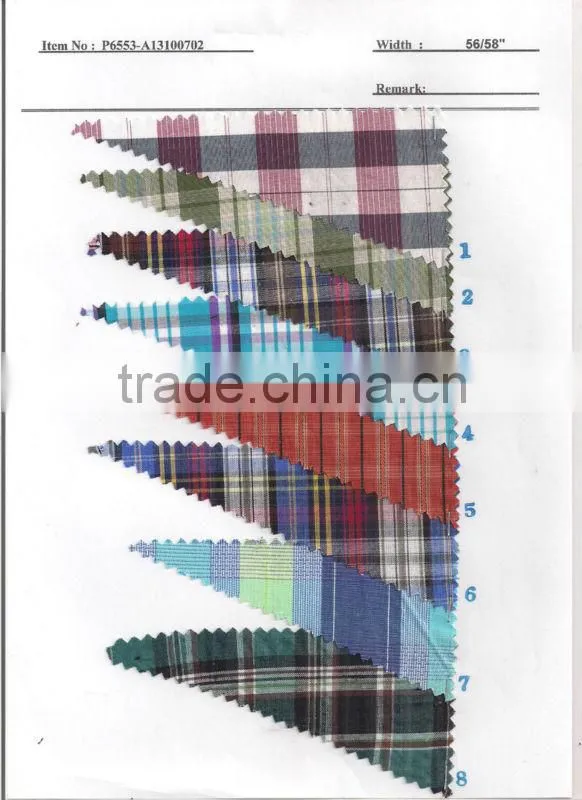 100% Cotton Yarn Dyed Shirting Fabric Textile Stock:P6553-A13100702