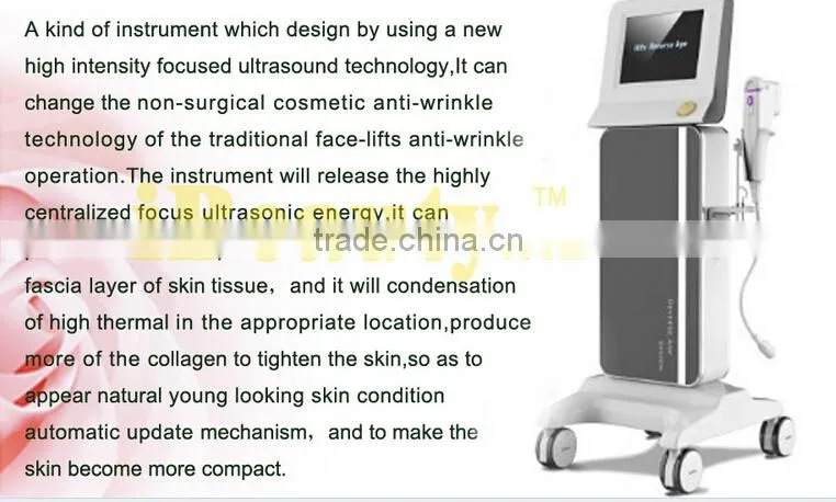 2015 professional portable HIFU High Intensity Focused Ultrasound HIFU with 3 tips for wrinkle removal