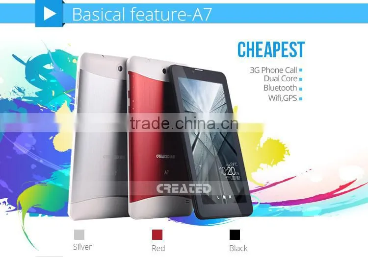 Android tablet wifi 7 inch tablet 3g dual sim card pc tablet phone Created A7