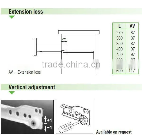 Jiangmen Shine-on DSE-103 fgv furniture hardware drawer slide