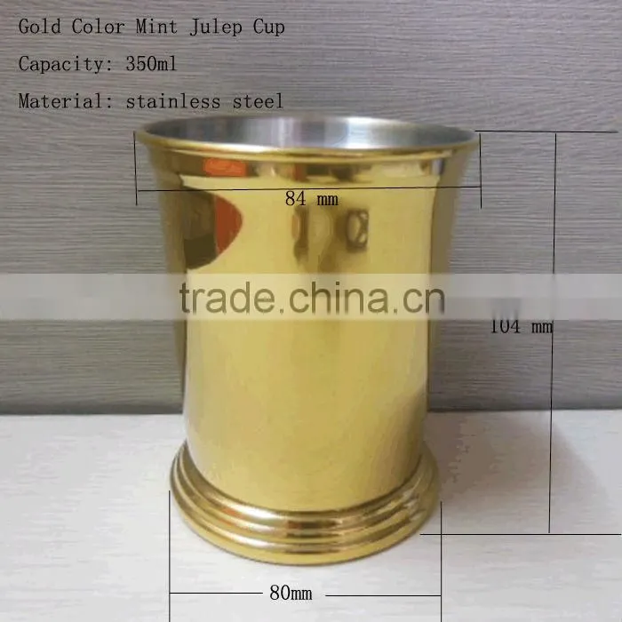 Stainless steel gold color mint julep cup, water mugs