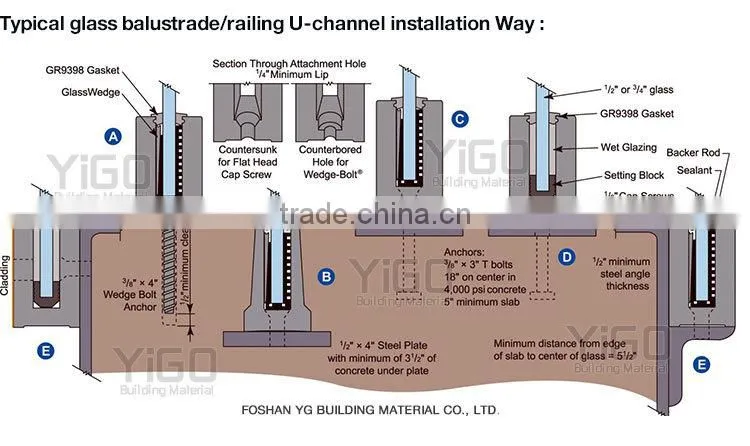 High Quality indoor glass railing systems