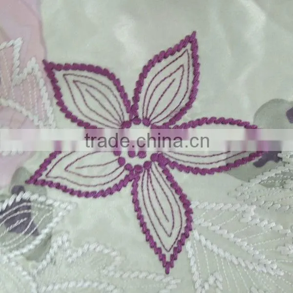 TYS123 2014 Fashion Women's Polychromatic 100%SOIE embroider Flower Pattern Scarf with tassels