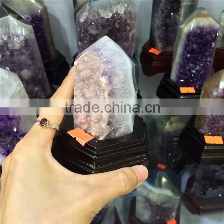 Natural Rock Amethyst Geode Cluster Wand Point Crystal Pillars