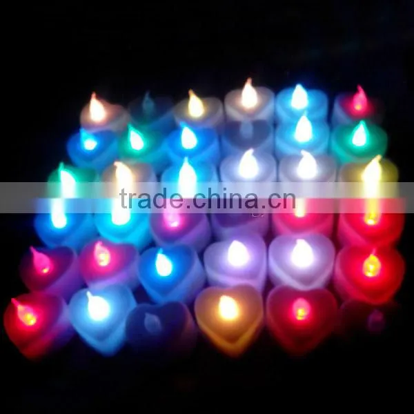24Pcs / Box 7 Color rechargeable Heart Shaped Tea Light Candle