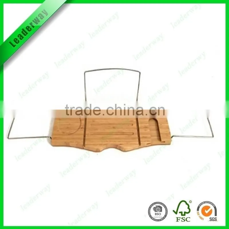 2-tier shelf bamboo hanging bathroom shower caddy with towel rack