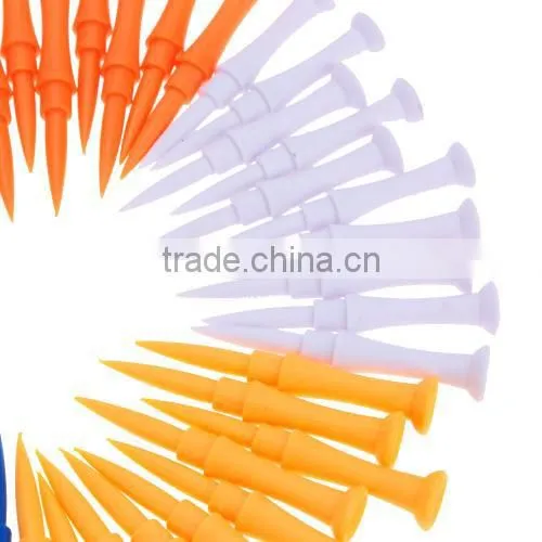 50Pcs 75mm Mixed Color 3 Sections Step Down Golf Tees