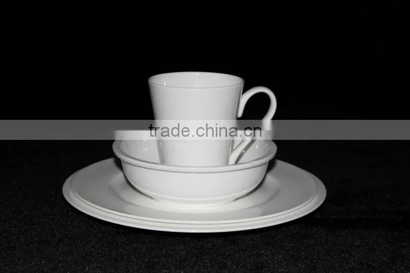 white ceramic bone china dinner set 4 pcs