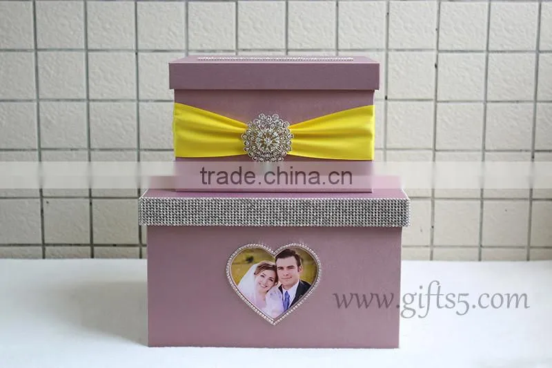 Elegant wedding box with heart shape photo frame custom made