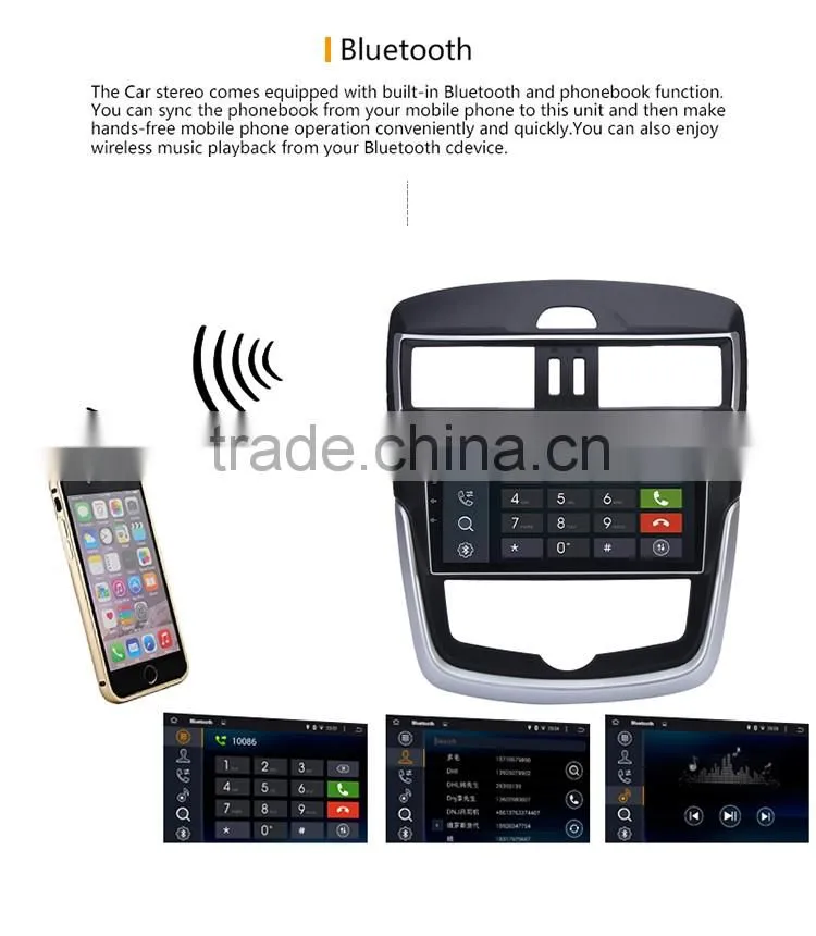 Cheap10.2 Inch High quality double din Quad core Black screen car gps dvd player for Nissan Tiida 2016 AUTO AC