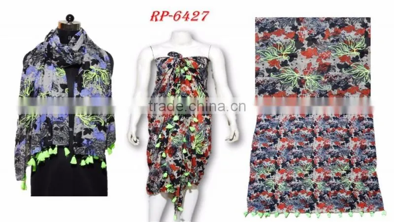 printed poly chiffon pareo