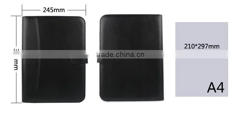 A4 Zipper Portfolio PU Leather file folders Mutifuction organizer