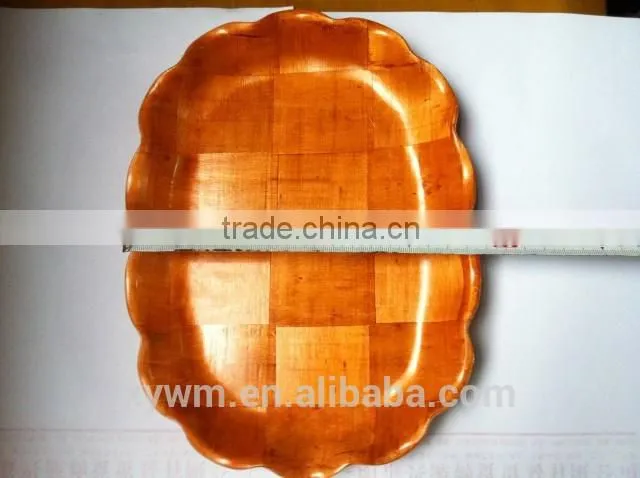 Rectangular woven wooden plate and tray