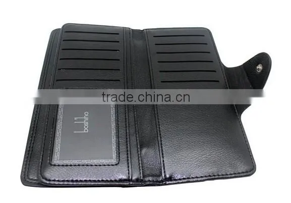 Unisex multi card holder long wallet soft leather with clasp button
