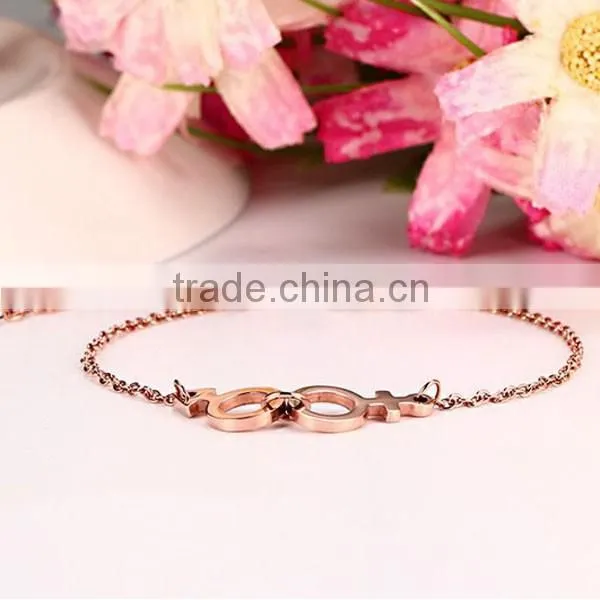 Fashion Rose Gold Plated Couple Stainless Steel Bracelet
