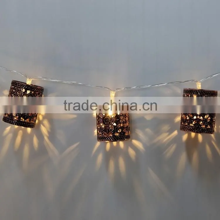 10 LED Warm White Retro Vintage Metal Lantern Lamp Solar Fairy String