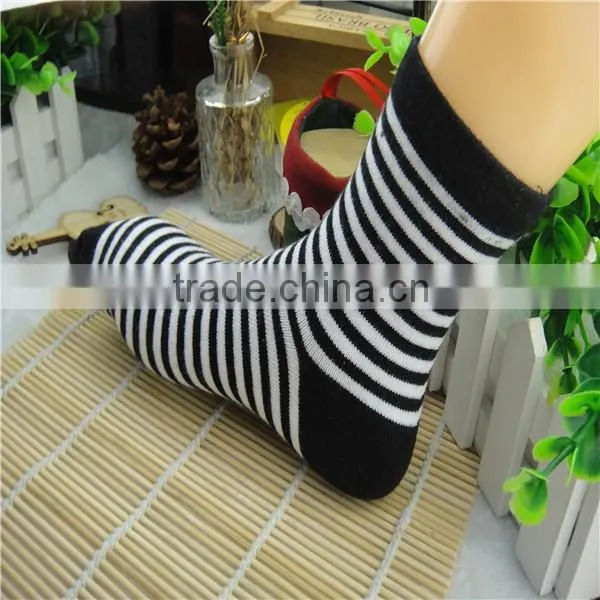 factory wholesale custom girl stripe black color tight socks cotton