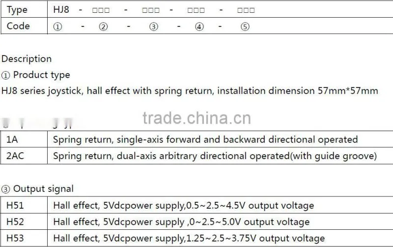 HJ8 industrial joystick for overhead working truck