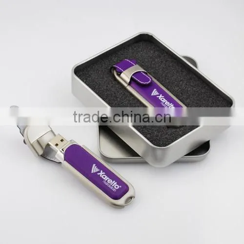 Elegant factory direct selling cheap 1gb usb flash drive Brand Custom Leather Can be printed logo