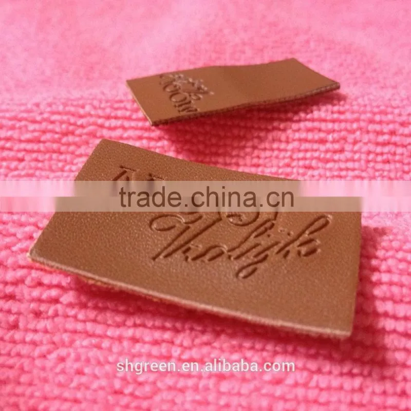 Washable debossed branded leather patch,fake leather label for jeans
