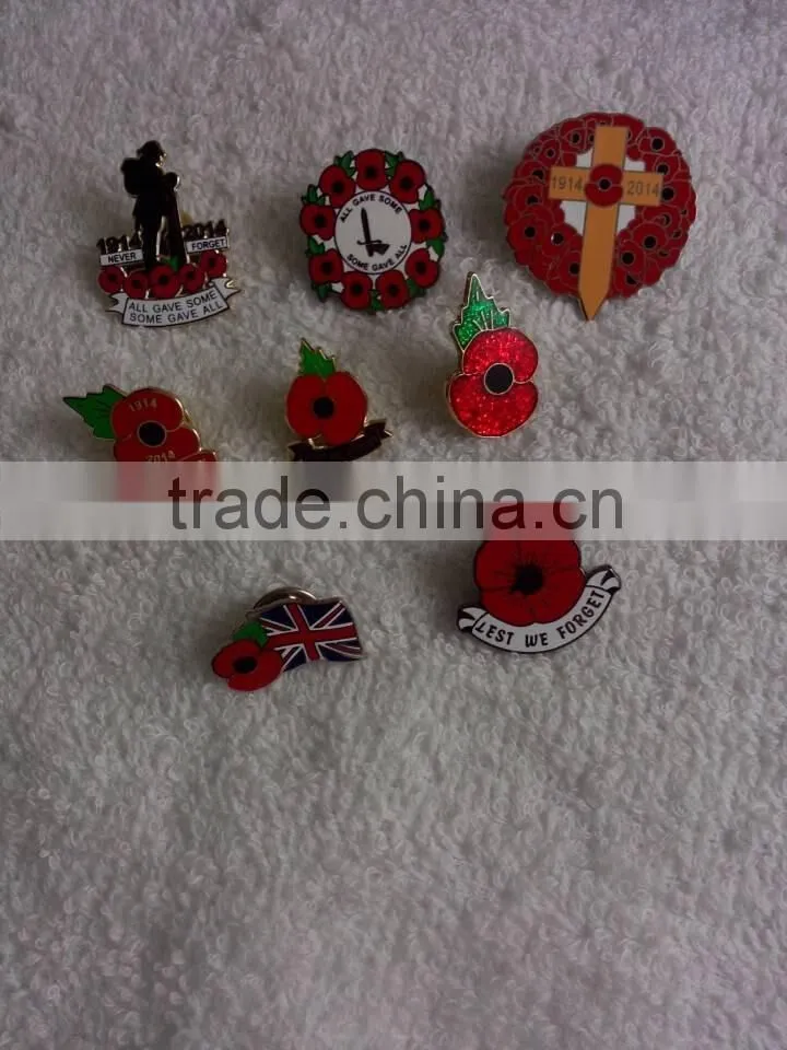 Nice loonking poppy badge, flower lapel pin, lapel pin metal crafts