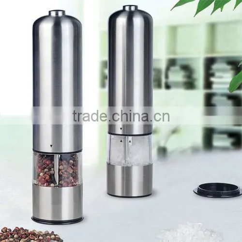 classical stainless steel electric pepper grinder with light