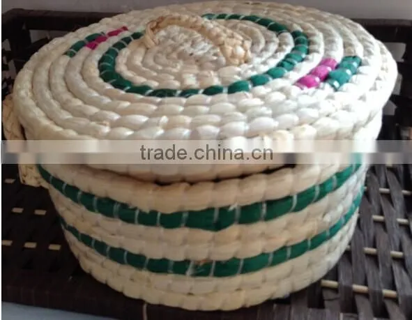 joya handmade natural corn husk table insulated food basket with lip