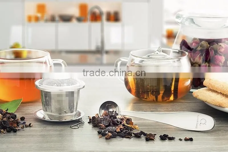 stainless steel loose leaf tea strainers filter 2 sets with spoon