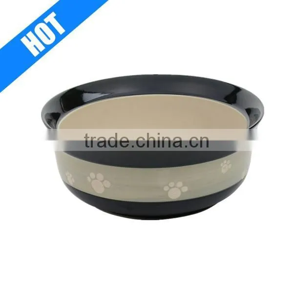 Hot Sale Stoneware Paw Imprinted Pet Feeding Bowl