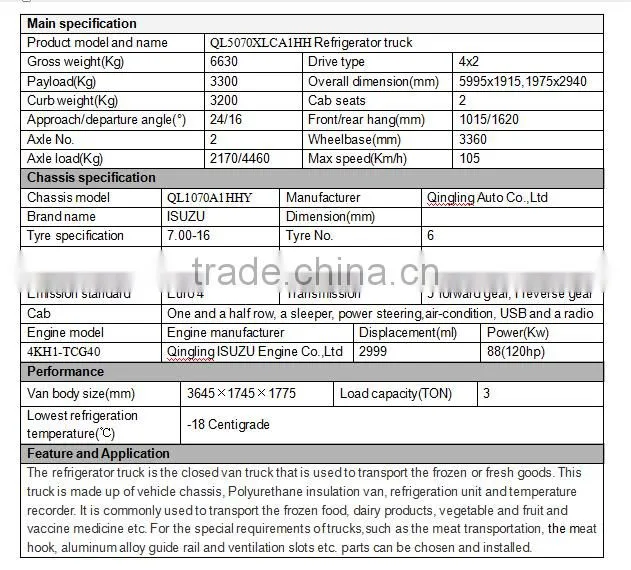 4x2 3 ton refrigerator car for sale