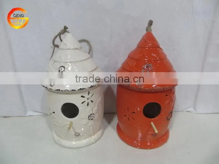 Hot sell ceramic distressed bird cage