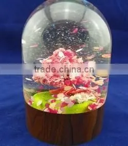 Unique Japanese cherry blossom flower snow globe with blowing snow