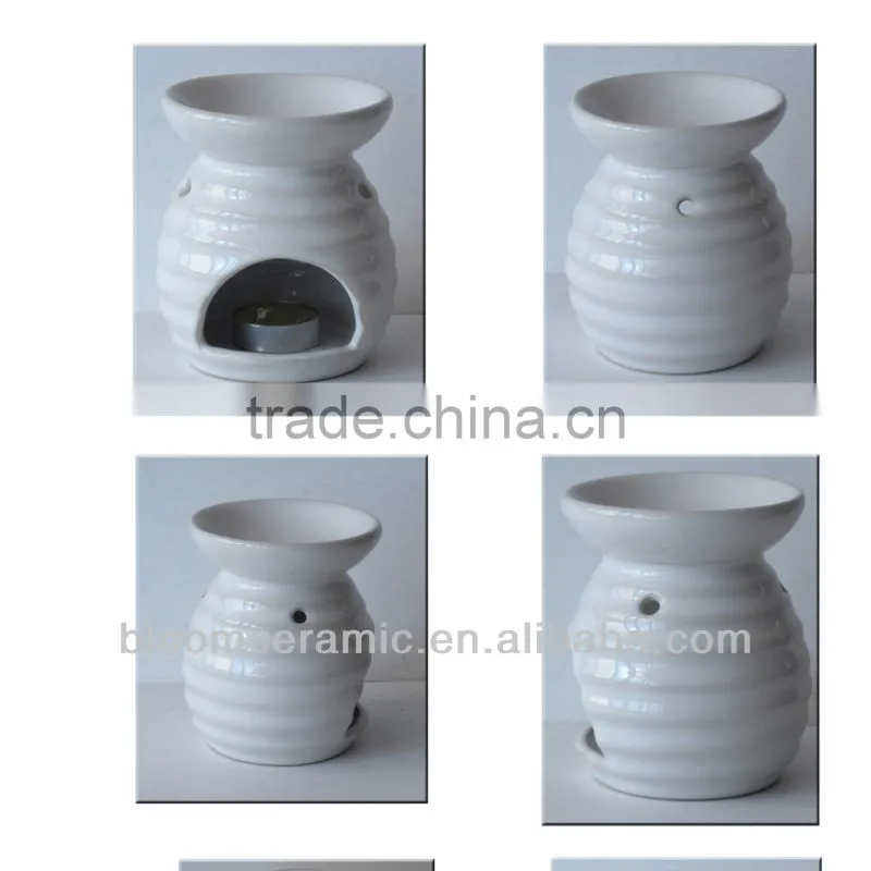 Striated design oil incense burner
