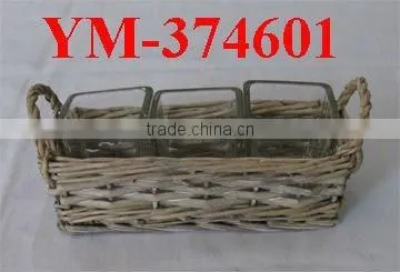 good quality square wicker ancient candle holder with handle