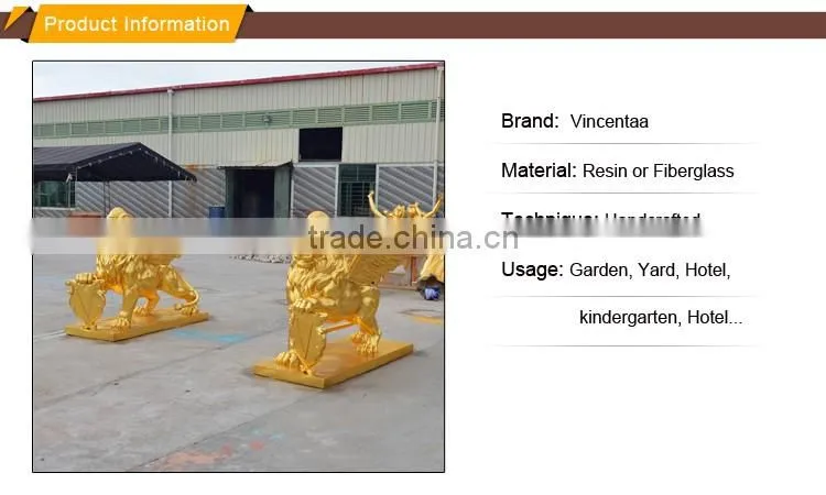 outdoor garden decoration resin craft fiberglass lion statue