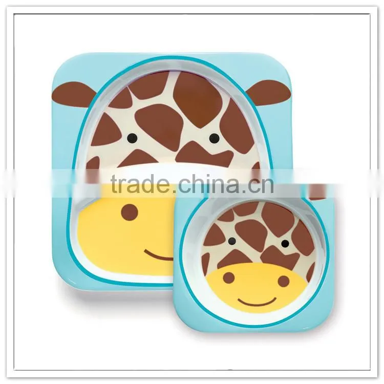 Milk cow design divided melamine dishes & bowl, unbreakable wholesale dinnerware