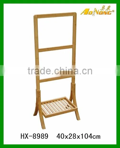 Custom Bathroom Accessories Vertical Standing Bamboo Wooden Towel Rack