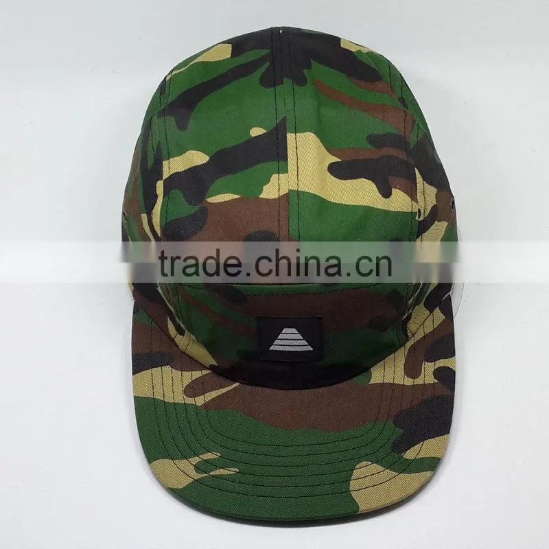 custom made design camo 5 panel snapback cap/hat