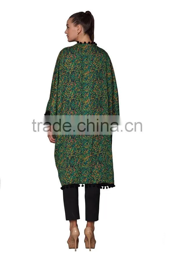 New Design China Manufacturer Ladies Pom Long Kimono