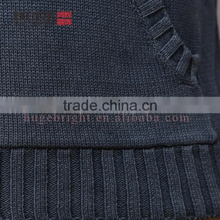 Denim-like Cotton Sweater Hoodie Cable Knit Mens Sweater