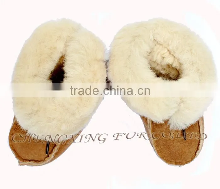 CX-SHOES-05C Chengxing Fur Wholesale Real Sheepskin Baby Shoes