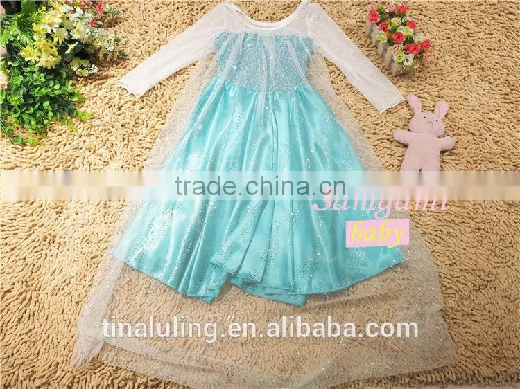 2015 new arrival child dress kids glitter sequin wedding dress child clothes girls long dresses