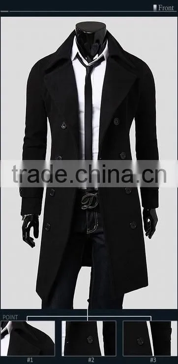 2016 Factory of Men's Long Style Woolen Coat Man Wool Blend Coat Men Wool Overcoat