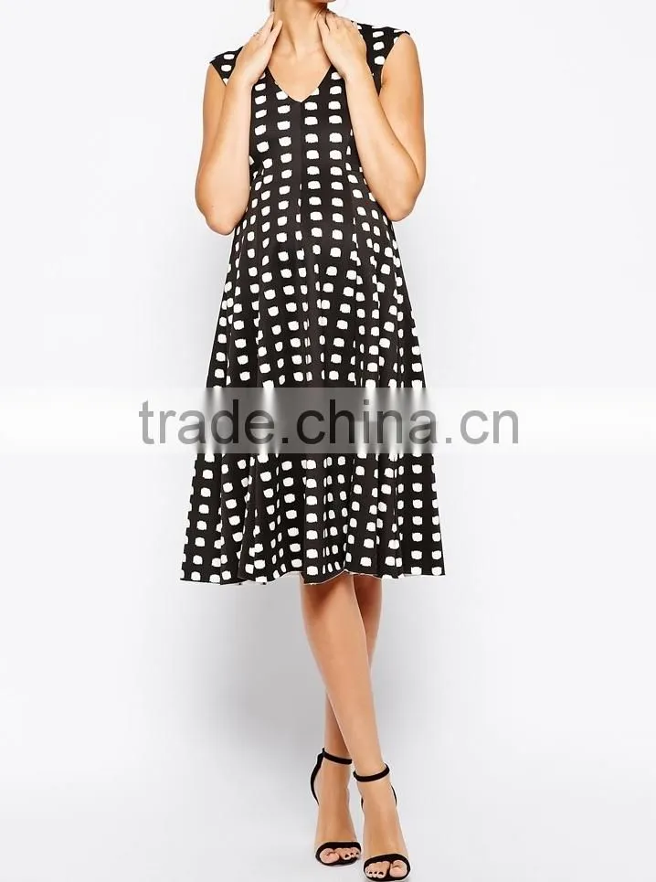 Summer Fashion Maternity Midi Skater Dress in Brushed Spot designer clothing manufacturers in China